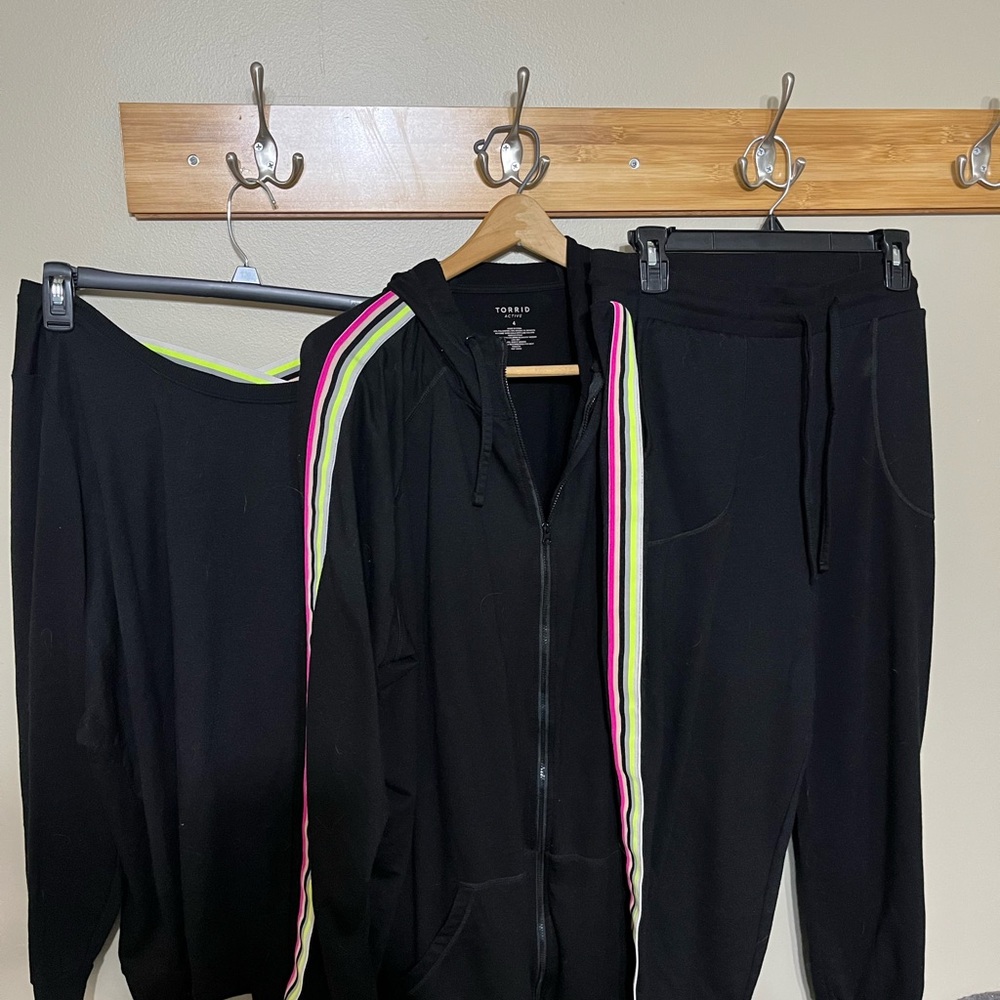 Black Torrid Joggers set with Neon Stripes